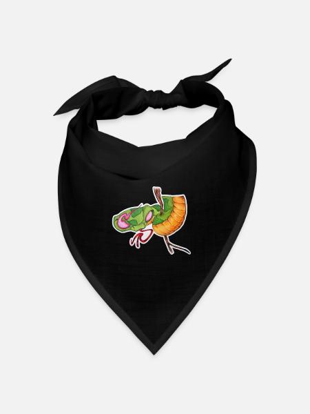 Flame Snake mit Grün, Orange, Schwanz - Bandana Dreieckstuch - Schwarz