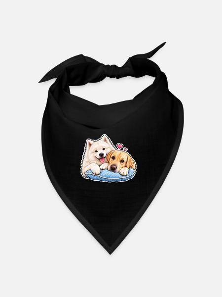 Flauschige Freunde im gemütlichen Bett - Bandana Dreieckstuch - Schwarz