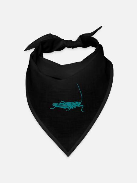 Heuschrecke, Grashüpfer, Grille - Bandana Dreieckstuch - Schwarz