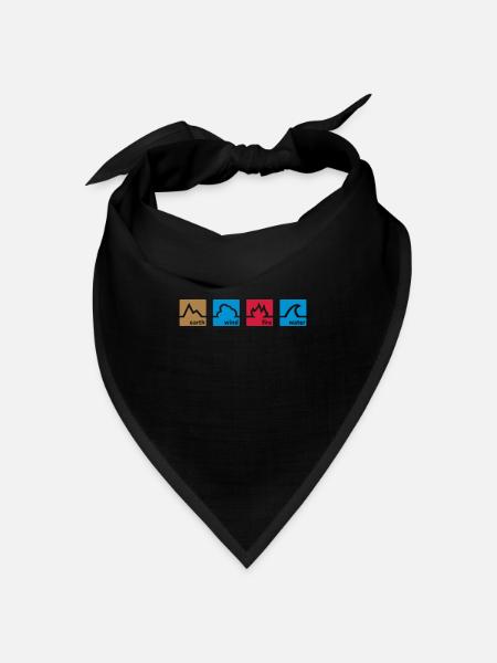 Erde Wind Feuer Wasser - Bandana Dreieckstuch - Schwarz