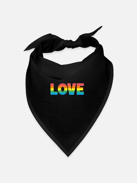 Love Regenbogen - Bandana Dreieckstuch - Schwarz