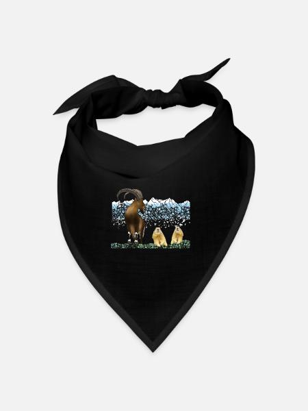 Steinbock, Murmeltiere, Berge - Bandana Dreieckstuch - Schwarz