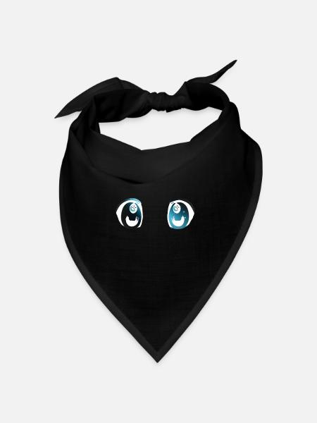 Funkelnde Anime-Augen - Bandana Dreieckstuch - Schwarz