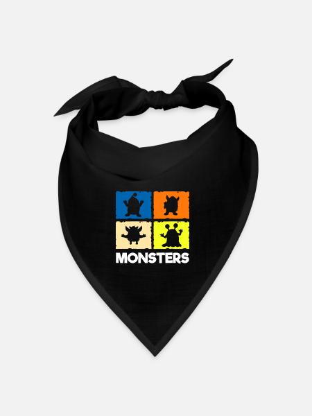 Monster Niedlich Kleine Schwester Großer Bruder - Bandana Dreieckstuch - Schwarz