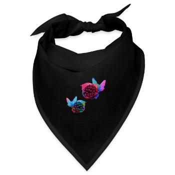 2 brombeeren,brombeere,blau,pop-art,blau,malerei, - Bandana Dreieckstuch - Schwarz - Vorne