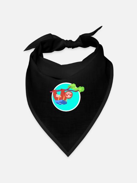 Faultier blau - Bandana Dreieckstuch - Schwarz