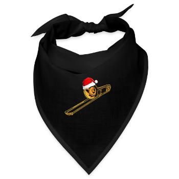 Trombone Instrument With Santa Hat, Christmas - Bandana Dreieckstuch - Schwarz - Vorne