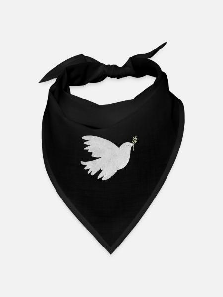 Friedenstaube - Bandana Dreieckstuch - Schwarz