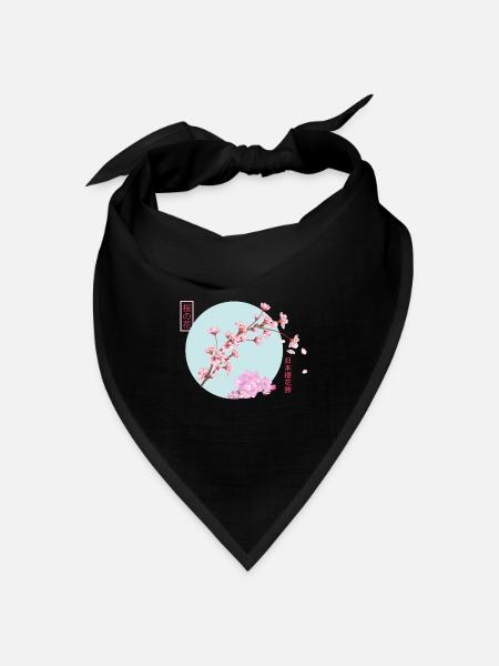 Kirschblütenzweig - Bandana Dreieckstuch - Schwarz