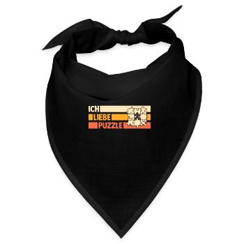 Puzzlefan Puzzler Puzzleteile Puzzle - Bandana Dreieckstuch - Schwarz - Vorne