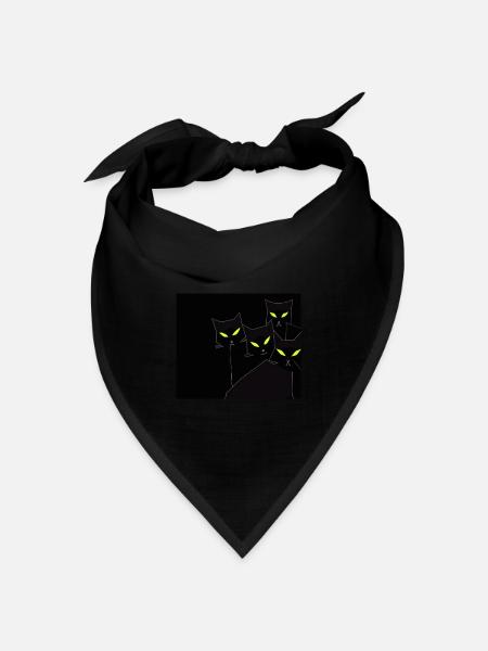 Schwarze Katzen in schwarzer Nacht - Bandana Dreieckstuch - Schwarz