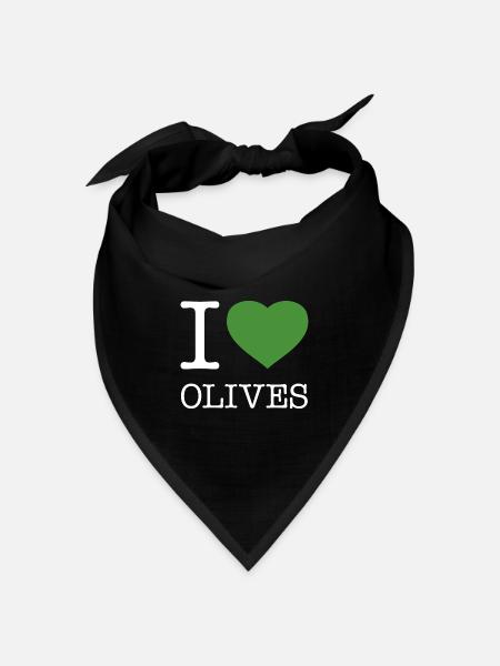 I LOVE OLIVES Oliven - Bandana Dreieckstuch - Schwarz