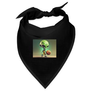 niedliche kleine grüne retro vintage alien basketball - Bandana Dreieckstuch - Schwarz - Vorne