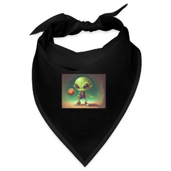 niedliches kleines grünes retro vintage alien basketball - Bandana Dreieckstuch - Schwarz - Vorne