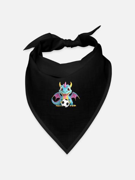 Drachen Monster mit Fussball - Bandana Dreieckstuch - Schwarz