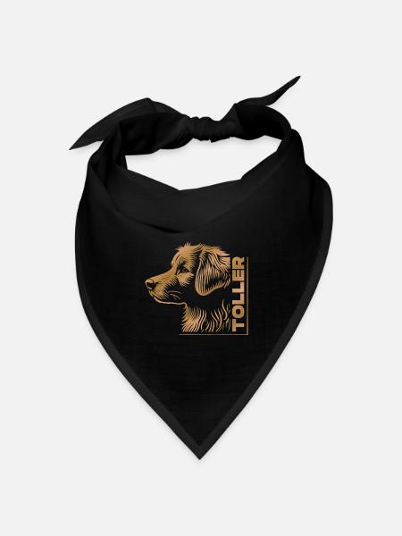 TOLLER Zeichnung Kopf GOLD - Bandana Dreieckstuch - Schwarz