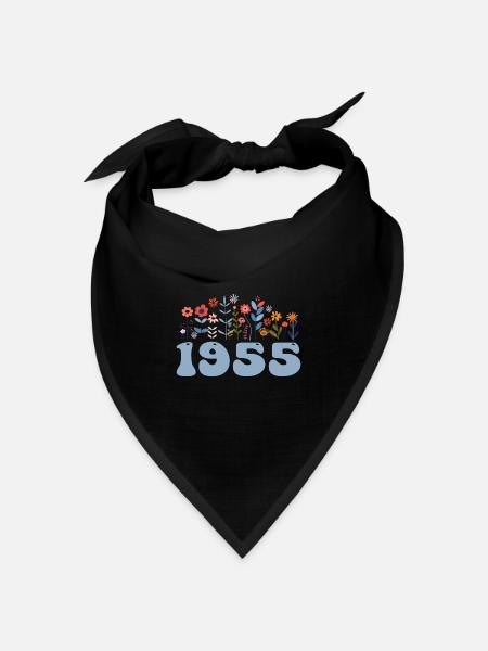 1955 Blumenmuster 1955 Blumen-thema Blumen 1955 - Bandana Dreieckstuch - Schwarz