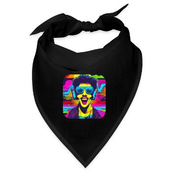 80er Party Vintage Mottoparty - Bandana Dreieckstuch - Schwarz - Vorne