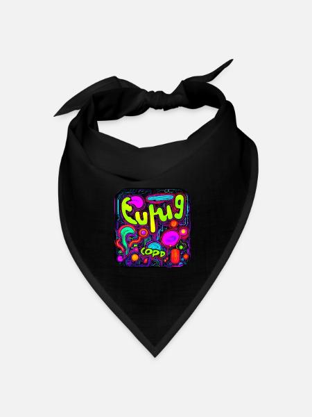 Neon Farben Leuchtend Stil UV - Bandana Dreieckstuch - Schwarz