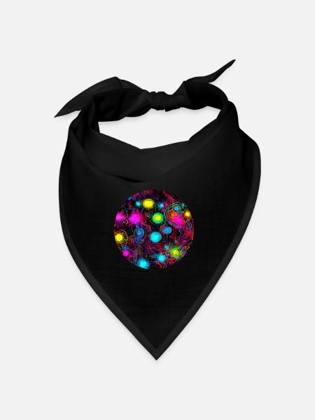 Neon Abstrakt Style Trend UV - Bandana Dreieckstuch - Schwarz