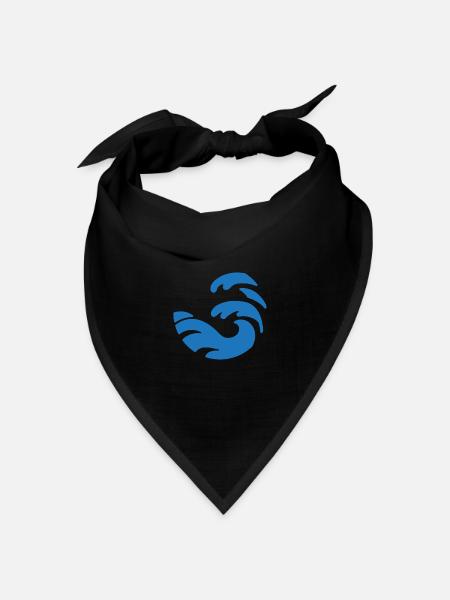 schlichtes blaues Wellen Design in runder Form - Bandana Dreieckstuch - Schwarz