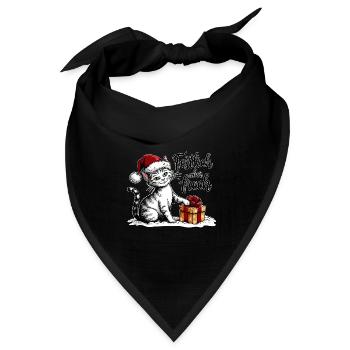 Weihnachts Katze – lustiges Wintermotiv - Bandana Dreieckstuch - Schwarz - Vorne