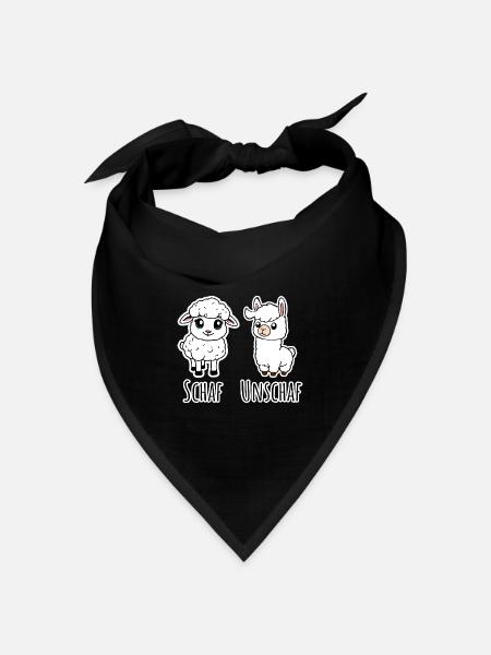 Schaf und nicht Schaf (Unschaf) - Lama kein Schaf - Bandana Dreieckstuch - Schwarz