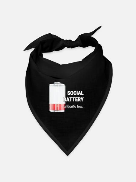 Social Battery – Critically Low - Bandana Dreieckstuch - Schwarz