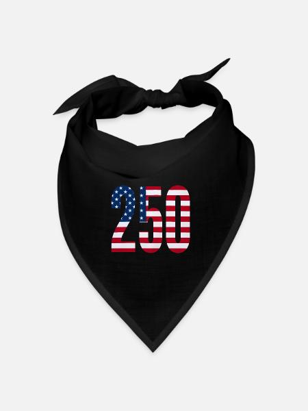 250 American Flag 4th Of July Happy Birthday - Bandana Dreieckstuch - Schwarz