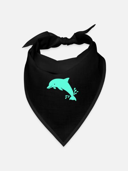 Delphin - Bandana Dreieckstuch - Schwarz
