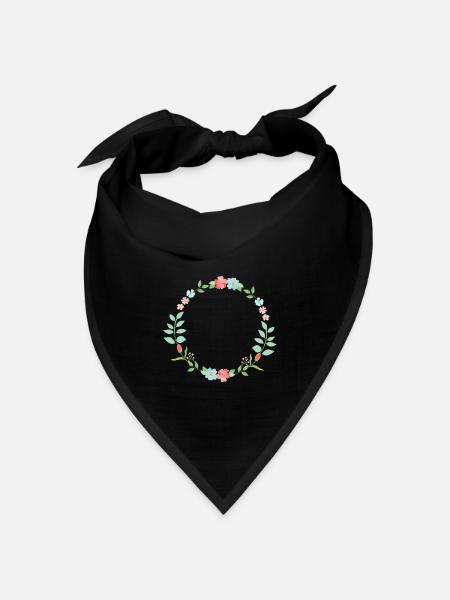 Blumenkranz-Zauber - Bandana Dreieckstuch - Schwarz