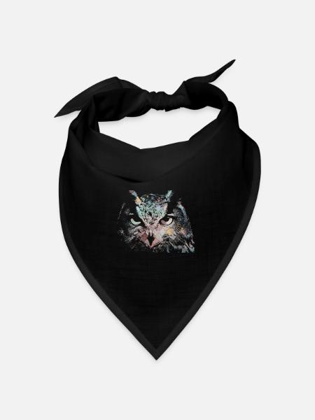 Eule - Bandana Dreieckstuch - Schwarz