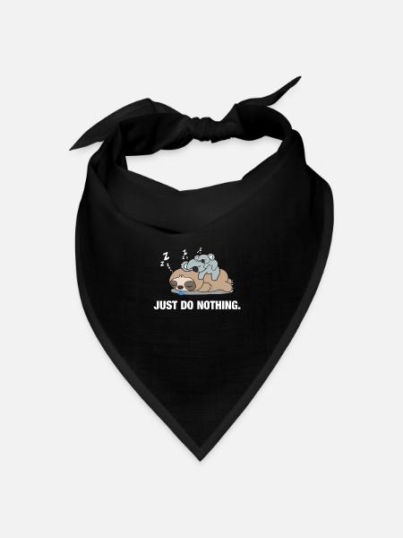 Just Do Nothing, Koalas und Faultier, Geschenk - Bandana Dreieckstuch - Schwarz