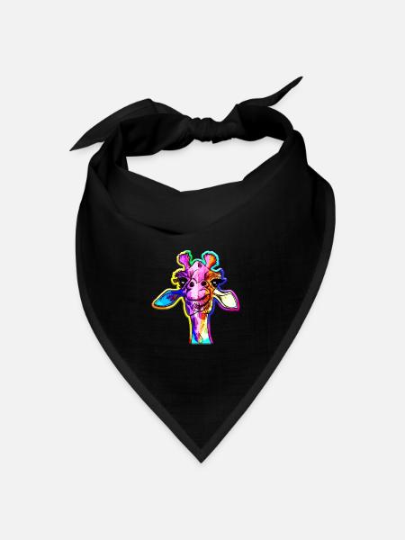 Regenbogen Giraffe Punk Giraffe Rainbow - Bandana Dreieckstuch - Schwarz