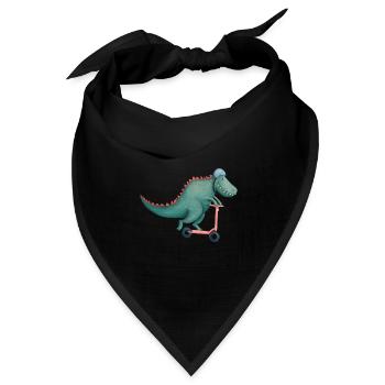 T-Rex fährt E-scooter - Bandana Dreieckstuch - Schwarz - Vorne