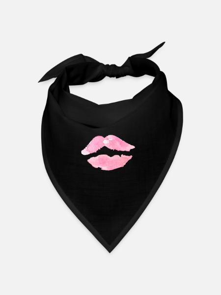 Mund Lippen Rosa Kuss Geschenk Geschenkidee - Bandana Dreieckstuch - Schwarz