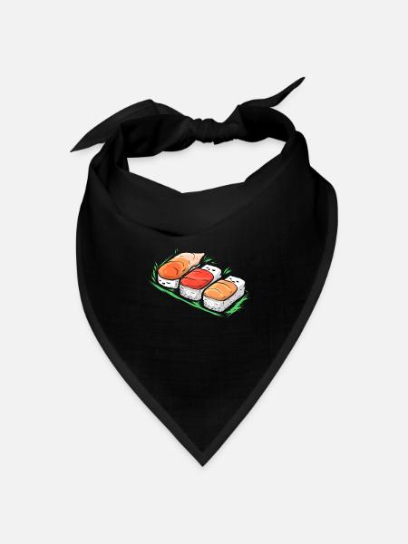 Sushi Kawaii Japanisches Essen Happy Sushi - Bandana Dreieckstuch - Schwarz