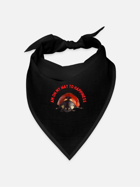 Marienkäfer auf dem Weg zum Glück - Bandana Dreieckstuch - Schwarz