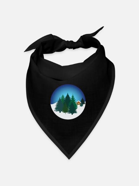 Weihnachtsbäume in der Natur - Bandana Dreieckstuch - Schwarz
