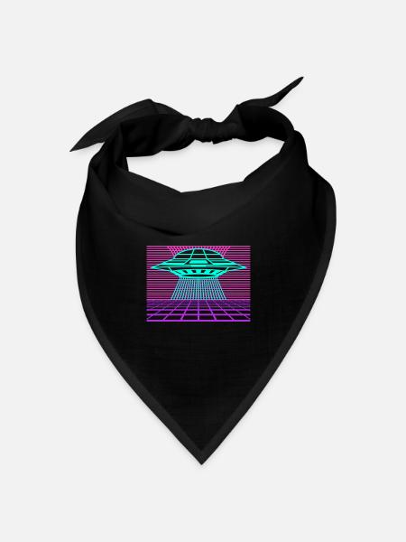 Entdecke unser Retro Style Vintage Design UFO - Bandana Dreieckstuch - Schwarz