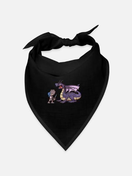Ritter VS Drache - Bandana Dreieckstuch - Schwarz