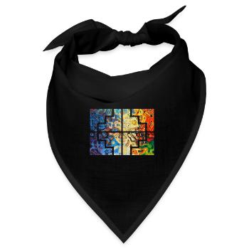 Geometrische Farben - Bandana Dreieckstuch - Schwarz - Vorne