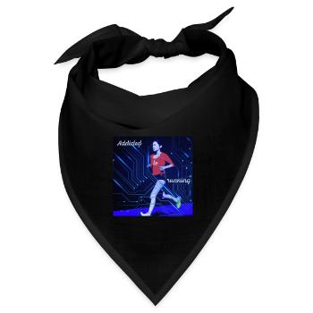 Joggerin, laufsüchtige Frau - Bandana Dreieckstuch - Schwarz - Vorne