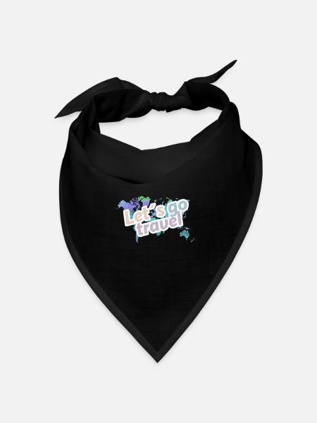 Karte mit Buchstaben: "lets go travel" - Bandana Dreieckstuch - Schwarz