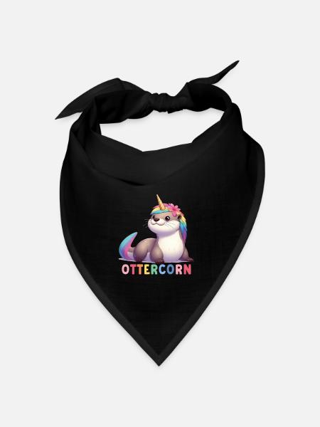 Otter Einhorn - Bandana Dreieckstuch - Schwarz
