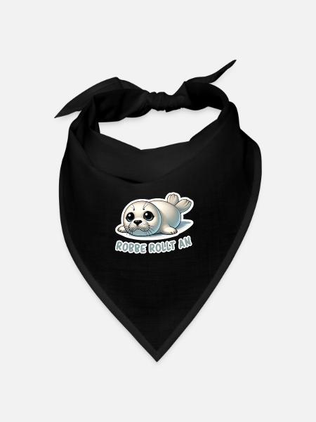 Robbe rollt an - Bandana Dreieckstuch - Schwarz