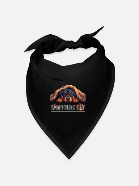 Rottweiler Kampfkuschler mit Herz - Bandana Dreieckstuch - Schwarz