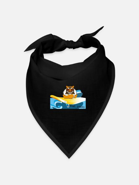 Tiger auf einem Surfbrett - Bandana Dreieckstuch - Schwarz