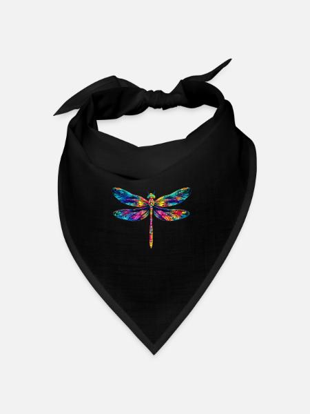 Bunte Libelle Insekt - Bandana Dreieckstuch - Schwarz