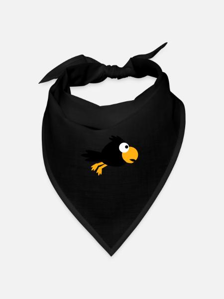 Rabe Vogel fliegt schnel cool lustig Cartoon Humor - Bandana Dreieckstuch - Schwarz